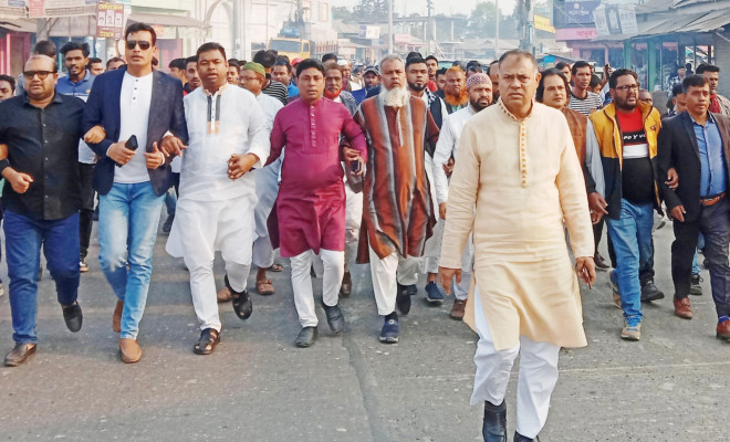 তারাকান্দায় বিএনপির বিক্ষোভ মিছিল